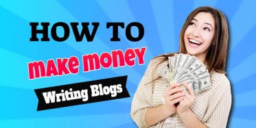 Delighted blogger holds money after learning How to make money writing blogs.