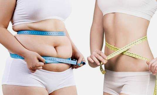 Image shows belly fat and normal slim person for those that want to lose weight.