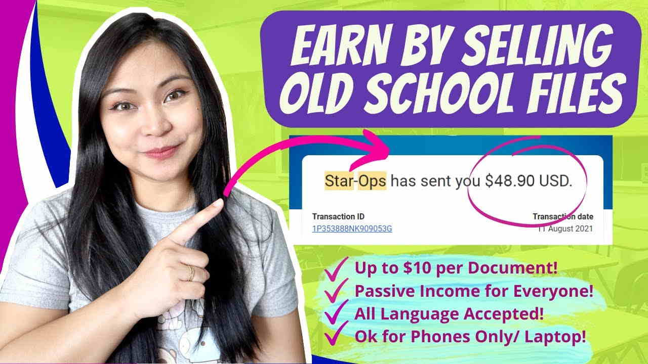 Image text: "Earn by Selling Old School Files".