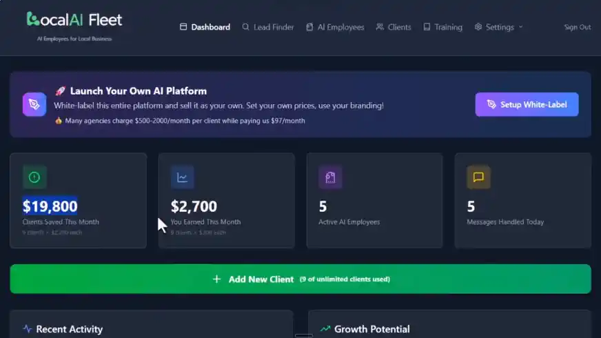 LocalAI Fleet dashboard showing AI employee configuration interface
