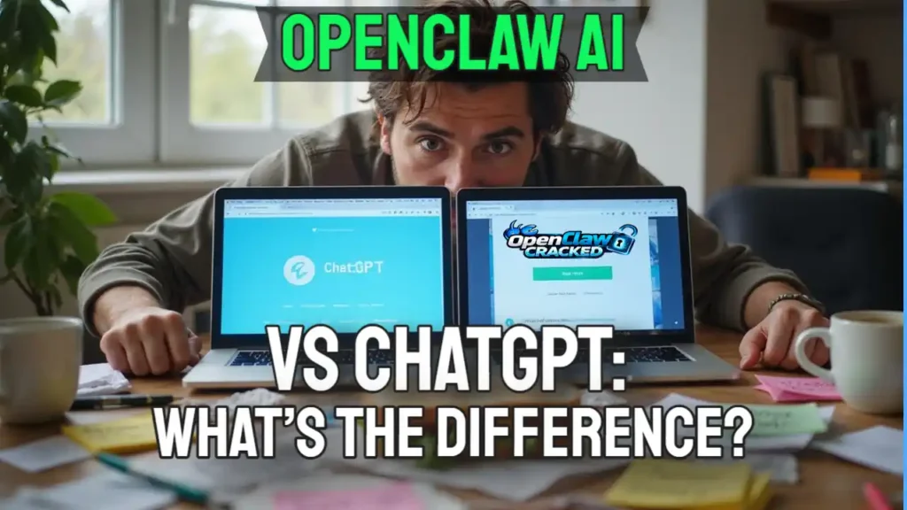 Text: OpenClaw AI vs ChatGPT What’s the Difference.