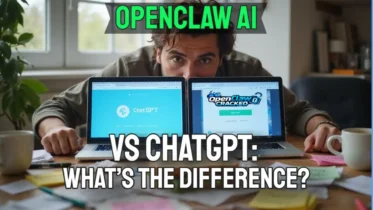 Text: OpenClaw AI vs ChatGPT What’s the Difference.