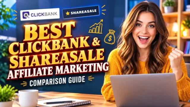 Featured image for the: Best ClickBank ShareASale Affiliate Marketing Comparison Guide.